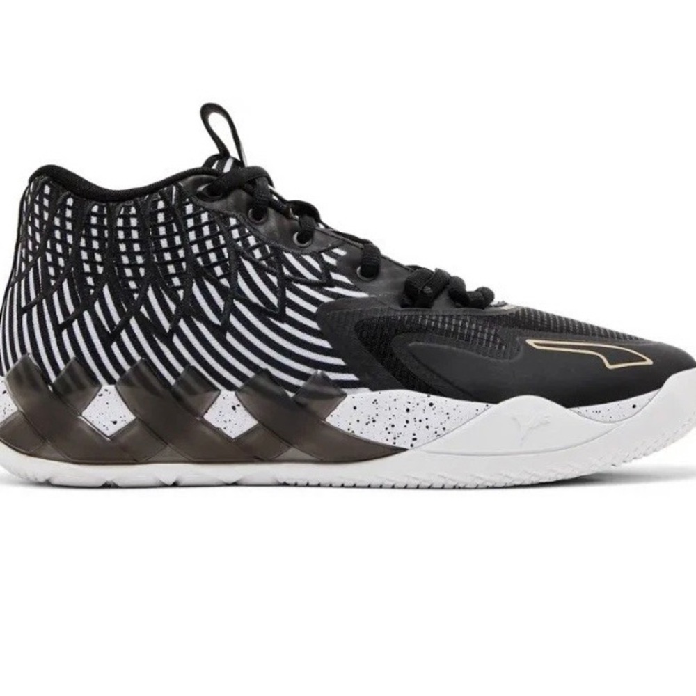 Puma lamelo ball Black and White Basketball-Inspired Mid-Top Sneakers